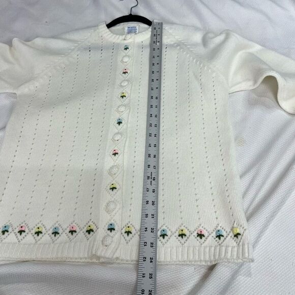1950’s White Floral Trim Button Up Cardigan Women’s Vintage EUC - Picture 4 of 6
